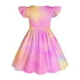 thumbnail image 6 of TGSLY Tween Girls Summer Bubble Dress Ruffle Sleeve Casual Tie Dye Gradient Color Printed Elegant Party Princess Swing Beach Midi Dresses B-Pink 3-4 Years, 6 of 7