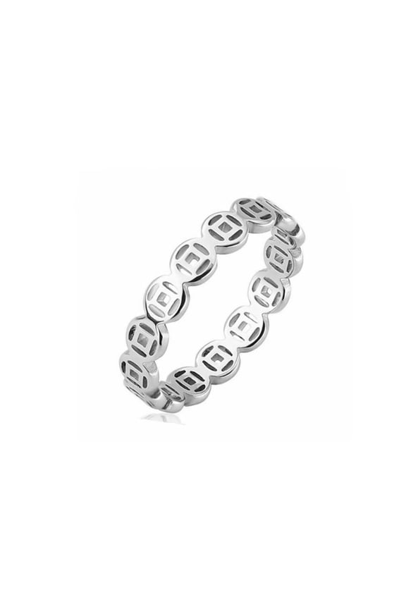 Men's Stainless Steel Classic Coin Inspired Style Ring Silver Size 10