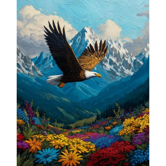 Paint by Numbers for Adults Kids Beginner Eagle Soaring Over the Flower Sea DIY Acrylic Painting by Numbers Kits with Brushes Acrylic Pigment Home Decoration Gifts 16 x 20 inch