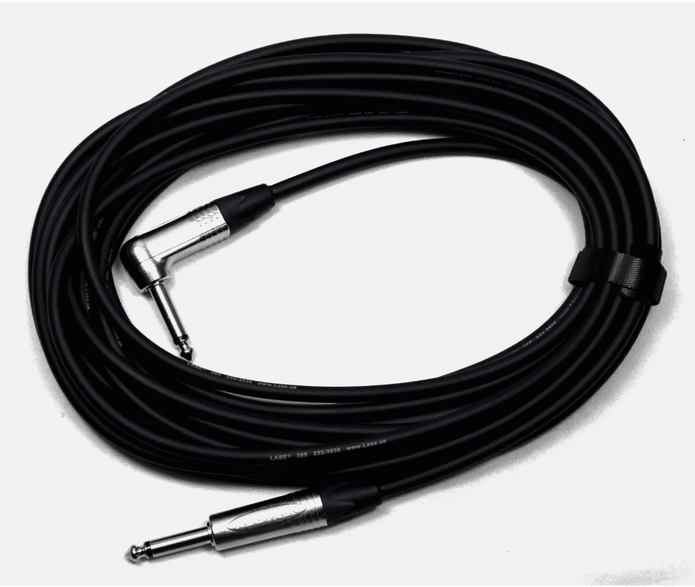 LASE 25 Ft Instrument Cable w/NEUTRIK NP2X & NP2RX 1/4" Right Angle Cable Nickel