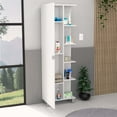 thumbnail image 2 of Depot E-Shop Venus Linen Single Door Cabinet with 5 Open Shelves and 4 Inner Shelves, White, 2 of 6
