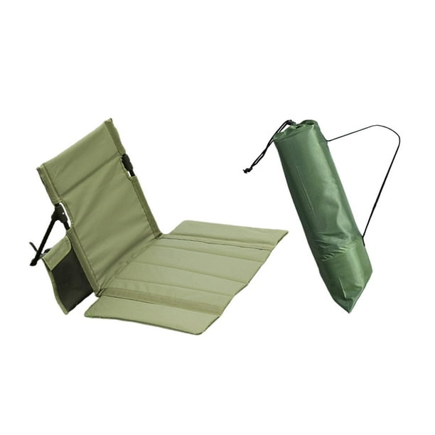 Silla de piso para playa, asiento para adultos, tumbona plegable resistente con bolsa de transporte para viajes, montañismo, senderismo, camping, etc. Verde