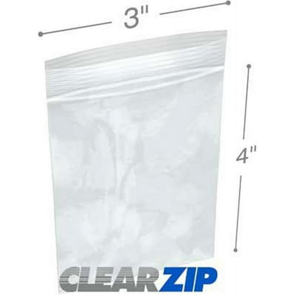 International Plastics CZ40304 3 x 4 in. ClearZip Lock Bags, 0.004 Gauge - Case of 1000
