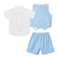 thumbnail image 2 of YUUMIN Kids Baby Boy Formal Suit Short Sleeve Dress Shirt with Short Vest Set Wedding Birthday Outfit Sky Blue 130, 2 of 6