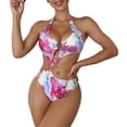 thumbnail image 1 of Gibobby Traje de baño de una pieza Traje de baño de 1 pieza sexy de verano para mujer Traje de baño de correa de moda hueco sexy estampado(Rosa,M), 1 of 3