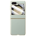 thumbnail image 5 of Para Samsung Z Flip6/5 funda para teléfono móvil con bisagra de resorte de piel lisa galvanizada, funda protectora a prueba de caídas con todo incluido, 5 of 5