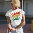thumbnail image 2 of Good Vibes Only, Being Positive Quote, Groovy Retro Wavy Text Merch Gift, Baby Blue T-Shirt, XL, 2 of 5