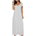 thumbnail image 2 of Under $20 Womens Dresses Summer Saving, Women's Large Pocket Print Color Dress Sexy Round Neck Short Sleeved Dress(White,XXXXXL), 2 of 5