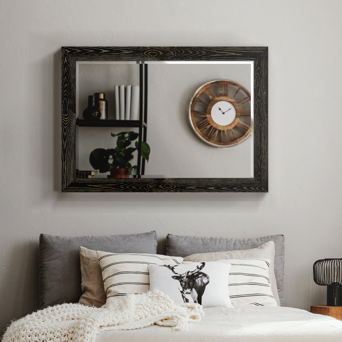 Beveled Edge Framed 29 in. W x 41 in. H Rectangle Wood Black Mirror