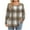 Khaki, variant on Plus Size Tunic Tops Womens Long Sleeve Round Neck Plaid Shirts Loungewear Casual Work Loose Fitting Blouses Gray 3XL