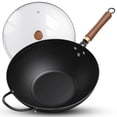 thumbnail image 1 of Sartén Wok Todlabe de Acero al Carbono Antiadherente de 33 cm con Tapa de Vidrio, 1 of 7