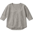 thumbnail image 5 of Oiangi Womens 3/4 Sleeve Blouses V Neck Textured Gauze Shirts Casual Summer Plain Tops Gray XL, 5 of 5