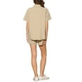 thumbnail image 3 of Conjunto de camiseta de manga corta con cuello vuelto y pantalones cortos de 2 piezas de algodón para mujer INSPIRE CHIC L color caqui, 3 of 6