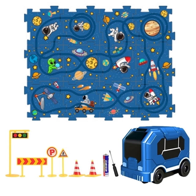 1 Set DIY City Map Puzzle Rail Car Set Exciting Racing Adventures Improve Creativity Jigsaw Rail Car for Kids