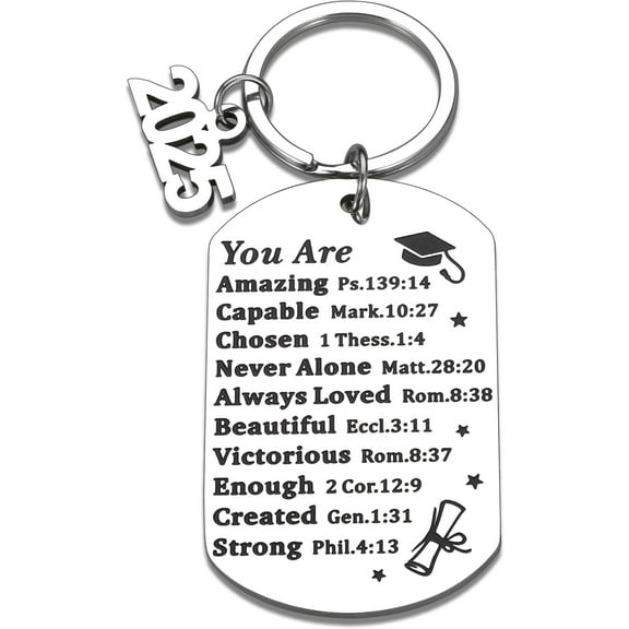 2025 Graduation gifts for Him Her Class of 2025 Keychain Graduation Gifts for Women Men Middle senior High School College Grad Student Nurse Daughter Son Degree Inspirational Religious Christian gift
