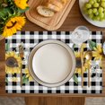 thumbnail image 4 of Sunflower Placemats Set of 12, Rustic Floral Butterfly Bee Black White Plaid Placemats for Dining Table, Place Mats for Kitchen Tabletop, Waterproof Wipeable Dining Table Mats Set, 4 of 9