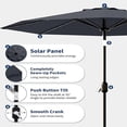thumbnail image 4 of EastVita 9Ft Patio Umbrella with Solar Lights 32 LED Lights and Tilt Crank 8 Ribs Market Umbrella Polyester Fabric Gray, 4 of 6