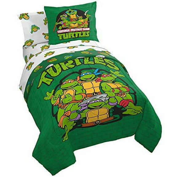 Nickelodeon Teenage Mutant Ninja Turtles Green Bricks 7 Piece Full Bed Set
