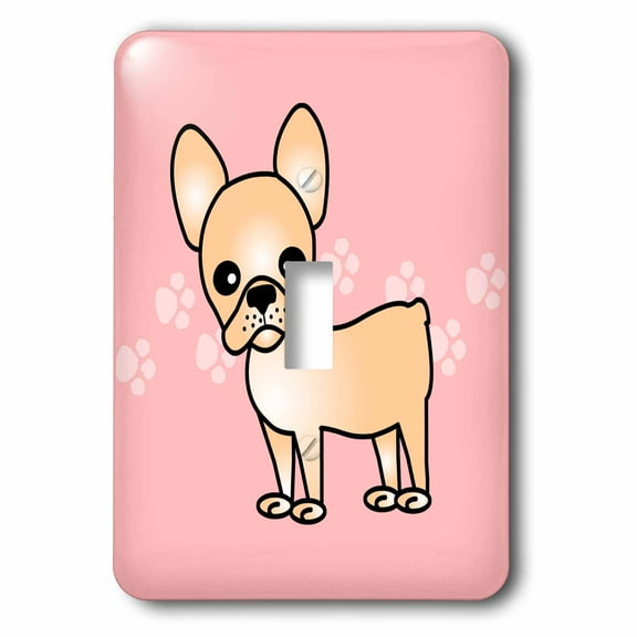 3dRose, Cute Cream French Bulldog Pink with Pawprints, single toggle switch