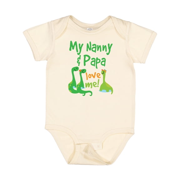 Inktastic Nanny and Papa Love Me Dinosaur Boys Baby Bodysuit