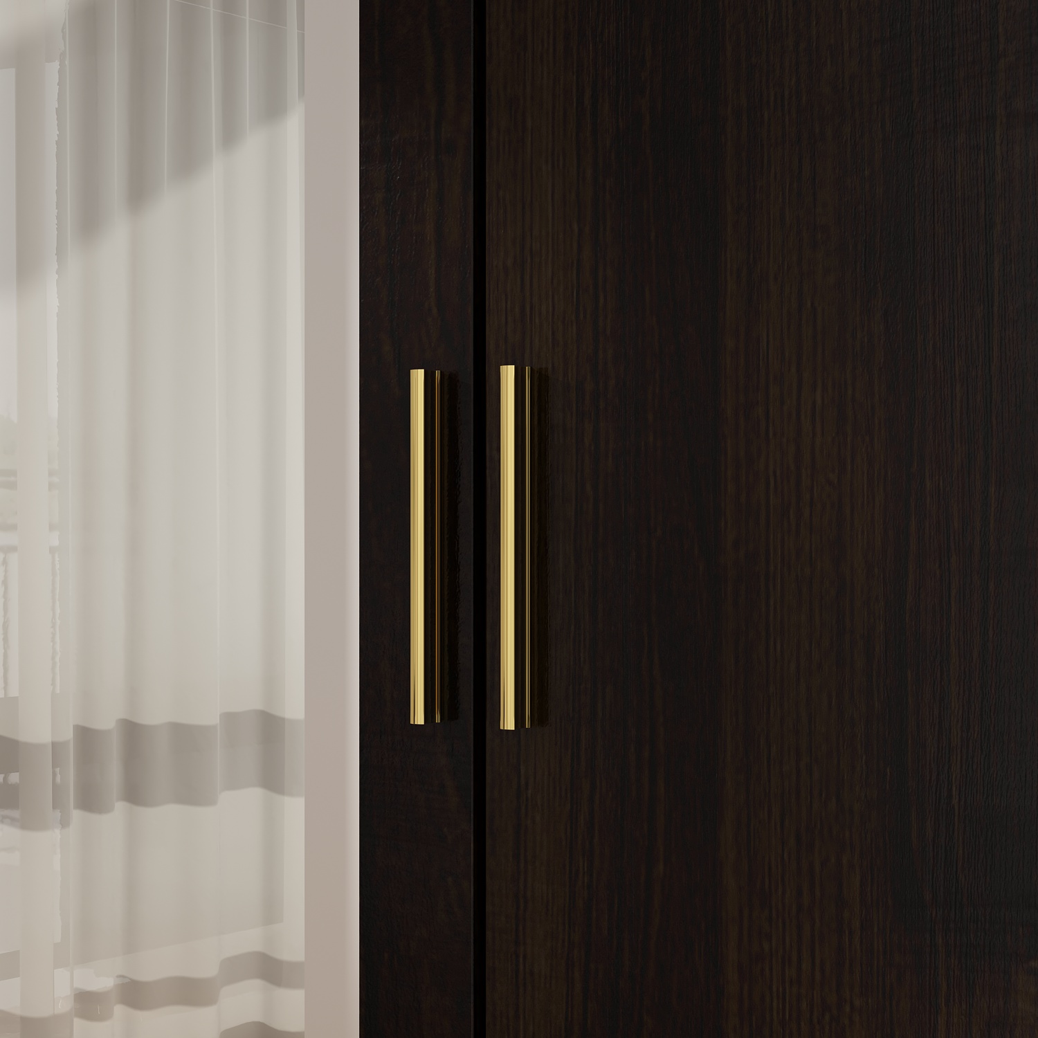 WIAWG Modern Mirrored Armoire Closet for Bedroom, 4 Door Wardrobe with Hanging Rods, Drawers and Shelves, Brown