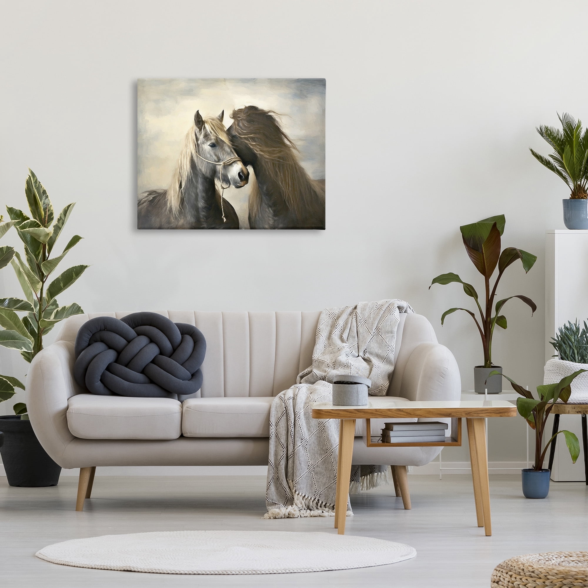 Stupell Industries Traditional Hugging Horses Animals & Insects Painting Gallery Wrapped Canvas Art Print Wall Art, 40 x 30
