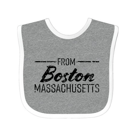 

Inktastic From Boston Massachusetts in Black Distressed Text Gift Baby Boy or Baby Girl Bib