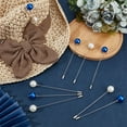thumbnail image 4 of 10PCS Pearl Hat Pins with Safty Capss Scarf Hijab Pins Brooch Handmade Brass Scarf Pin Straight Head Pin Hijab Safety Accessories for Wedding Party Tailor Sewing Snag Colorful, 4 of 5