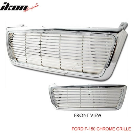 - Fits 04-08 Ford F150 ABS Chrome Front Hood Grille Grill