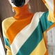 thumbnail image 2 of Suéter de cuello alto para mujer, primavera otoño 2023, prendas de punto, suéteres básicos, suéteres holgados, gruesos, con rayas y contraste de color, prendas de punto suaves, 2 of 5