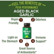Peak Performance Aged Black Garlic Capsules. Raw Vegan Pure Odorless Extract Supplement Pills for Cholesterol, and Immune Support. from Garlic Bulb with S-Allyl Cysteine and Antioxidants