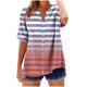 thumbnail image 2 of mfyjkho Tops Y Blusas Para Mujer, Camiseta Holgada De Manga Corta Con Cuello En V, Rayas Y Degradado De Color Para Mujer, Con Botones De Verano Tops De Gimnasio Para Mujer Xl, 2 of 5