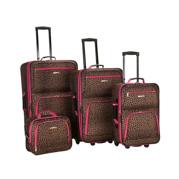 Rockland - 4 Pc Pink Leopard Luggage Set, Leopard - Walmart.com ...