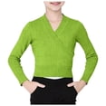 thumbnail image 3 of mgoYE Girl's Dance Wrap Sweater Ballet Top Warm up for Leotards, Dress(Green,140), 3 of 8