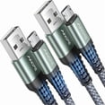 thumbnail image 1 of ccwonima Kindle专用Micro USB数据线[2条装，6.6英尺]，不易断裂的USB Micro数据线，Kindle充电线替换装，尼龙Micro USB充电器，适用于三星Galaxy S6、J7 Edge、Note 5、安卓充电器, 1 of 1