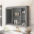 thumbnail image 2 of 35" Medicine Cabinet, Modern Bathroom Organizers, Wood Over Toilet Storage with Open Cubby and Adjustable Shelf, Wall Mounted Mirror with Storage, 2 of 9