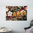 thumbnail image 1 of Gingerbread Man Tapestry, Delicious Homemade Cookies Dried Fruits and Bakery Tools Festive Rustic, Wall Hanging for Bedroom Living Room Dorm Decor, 60W X 40L Inches, Multicolor, by Ambesonne, 1 of 2