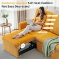 thumbnail image 5 of PPorfamilia 71'' 3-Seater Sofa with Pull Out Chaise, 2-in-1 Modern Corduroy Lounge Sofa Deep Seat with Storage, Upholstered Couch Sleeper Bed for Living Room, Yellow, 5 of 9