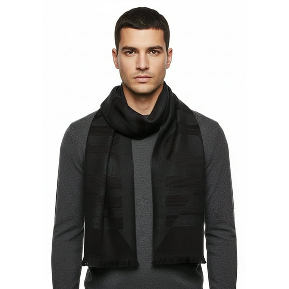 Roberto Cavalli ESZ063 04500 Blue Wool Blend Signature Mens Scarf for mens