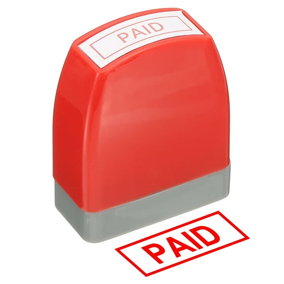 Paid Notice Stamp Self Inking, Red Ink Office Stamps Pre Inked Message Stamp Refillable Business Stamp, Red