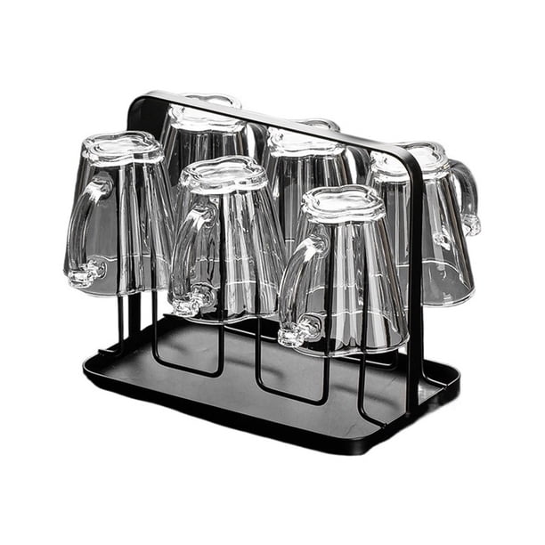 Juego de 6 vasos de agua de vidrio con asas y soportes, juego de tazas de vidrio con forma de flor de 7 oz.