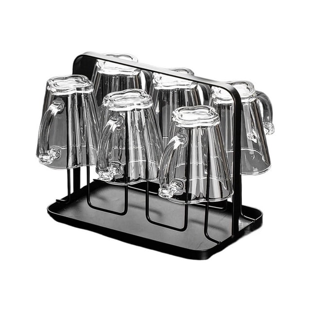 Juego de 6 vasos de agua de vidrio con asas y soportes, juego de tazas de vidrio con forma de flor de 7 oz.