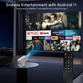thumbnail image 2 of Mini Portable Projector with WiFi and Bluetooth, Built-in Android 12, Streaming Apps for Netflix/YouTube/Prime Video, Auto Keystone, Power Focus, 130'' Display, HDMI/USB, Ceiling Rotatable, 2 of 10