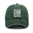 thumbnail image 1 of Baseball Cap for Men That's Whats I Do I Fix Stuff and I Know Things Cowboy Hat Funny Washed Denim Adjustable Strapback Cap M9A1, 1 of 1