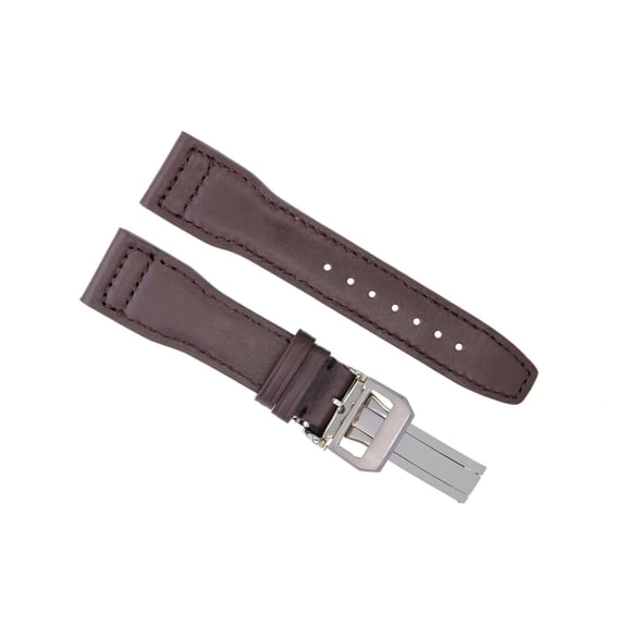 23MM LEATHER STRAP WATCH BAND FOR IWC PILOT PORTUGUESE DEPLOYMENT CLASP BROWN