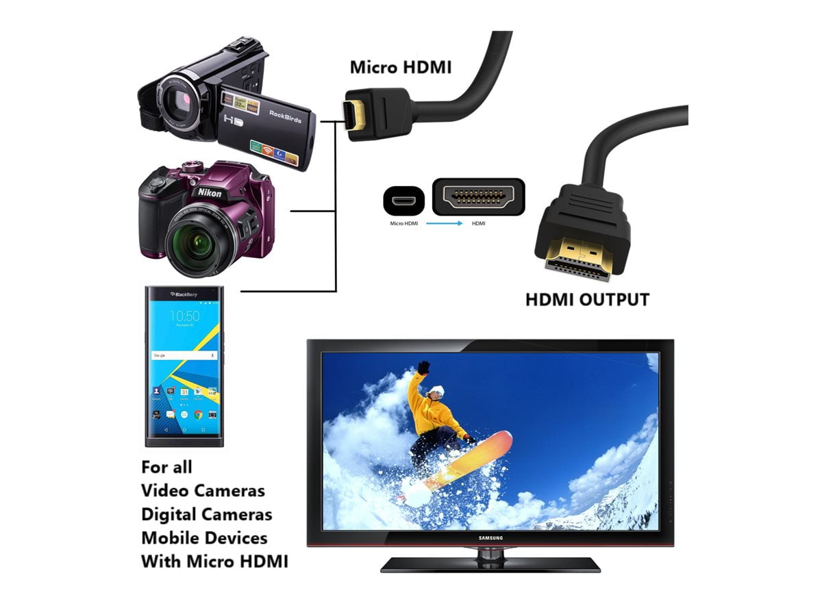 6FT 2M MICRO HDMI MALE TO HDMI MHL MALE PASSIVE ADAPTER CABLE