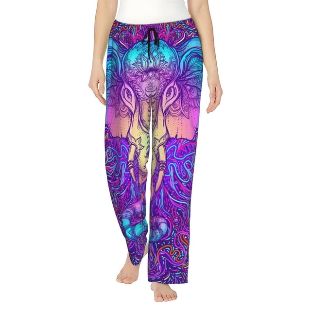 Fotbe Elephant in Tribal Style Pantalones de Pijama para Mujer, Pantalones de Dormir, Pantalones Pj con Cordón y Bolsillos-XX-Large