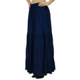 thumbnail image 2 of Bimba Boho Long Flaired Maxi Tier Skirt Elastic Waist Rayon Bohemian Skirts, 2 of 9