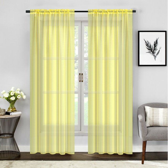 Empire 2 Pièces Voilage Voilage Rideaux Ensemble 84" Longue Tige Poche