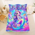 thumbnail image 5 of Erosebridal Colorful Mermaid Fishtail Full Size Sheets,Watercolor Ocean Coral Bed Sheets For Girls 4-Piece, 5 of 6